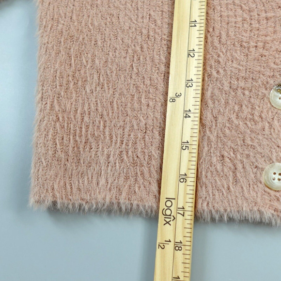 ASTR The Label Lorain Cardigan Womens Medium Pink Clay Fuzzy Cropped Timeless - Picture 10 of 13